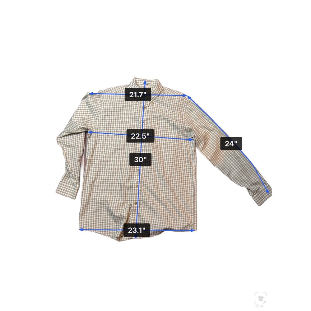 LL Bean Mens Large Tall Wrinkle Resistant Plaid Button Down Shirt Green Tan L-T